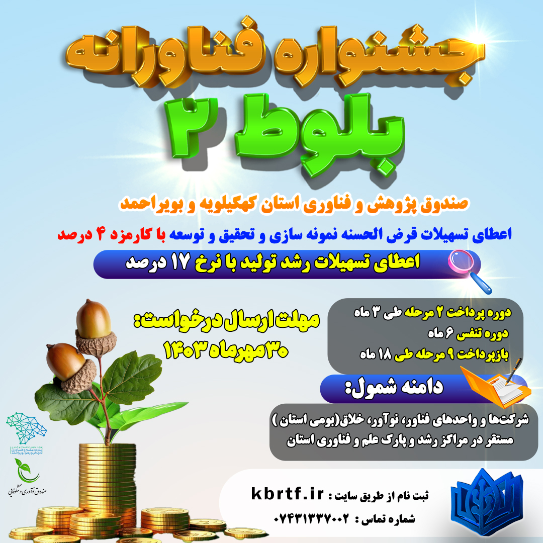 اعطای تسهیلات به واحدهای فناور توسط صندوق پژوهش و فناوری استان